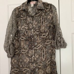 Grey paisley/printed blouse